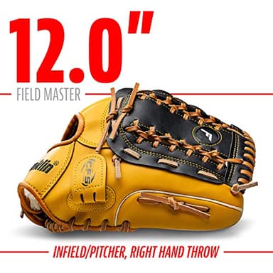 Franklin Sports Baseball and Softball Glove - Fieldmaster Adult + Youth Baseball Gloves - Men's + Women's Infield + Outfield Mitt - Right Hand Throw - 12" - Image 3