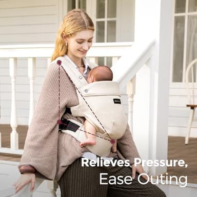 Momcozy Baby Carrier with Natural Cotton Linen, Built to Last, Ergonomic Design, 7-44lbs for Infant and Toddler, Lightweight and Comfortable, Hands-Free for Moms&Dads, Light Amber - Image 5