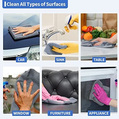 HOMERHYME Microfiber Cleaning Cloths, 8 Pack Cleaning Rags, Lint-Free 300GSM Microfiber Towels Bulk Absorbent Washcloths, All-Purpose Cleaning Towels for Household Kitchen Shop Garage 12.6" x 12.6" - Image 7
