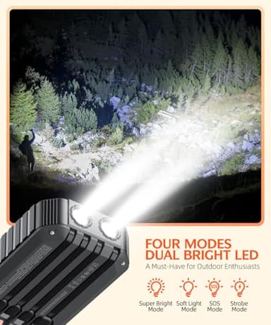 QiSa Solar Charger Power Bank 40000mAh Built in 4 Cables and Hand Crank, Portable Charger 22.5W Fast Charger 6 Outputs & 4 Inputs External Battery Pack with Bright Flashlight and Compass - Image 6