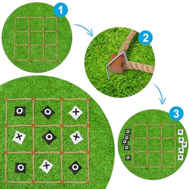 DUOLIYBC Giant Tic Tac Toe Outdoor Games, 4ft x 4ft Bean Bag Toss Outdoor for Kids, Giant Yard for Adults, Jumbo Large Wooden Tic Tac Toss, Backyard Lawn Camping Game - Image 4