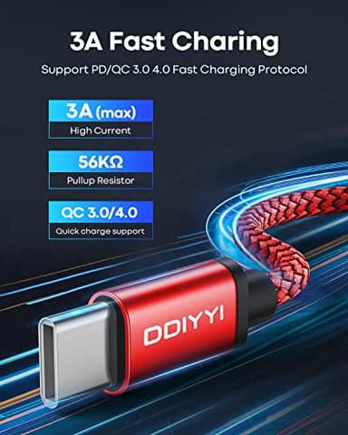 DDIYYI USB Type C Cable Fast Charging (3-Pack 3ft), USB to USB C Cable Braided Charger Cord for iPhone 17 Air 17 Pro Max, iPhone 16e 16/15,15/16 Pro,15/16 Plus,15/16 Pro Max and More USBA to USBC - Image 2