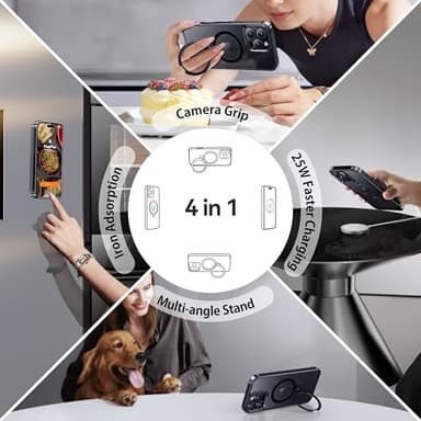 CASEKOO Titanium for iPhone 16 Pro Case with 360° Spin Magnetic Stand [Compatible with Magsafe][16FT Military Protection] Polished for iPhone 16 Pro Case with Stand Ring 6.3'', Premium Black - Image 7