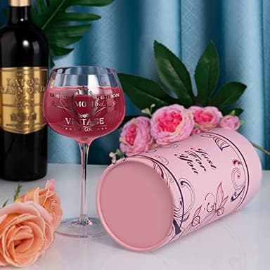 Gumry Gifts for Mom from Daughter Son, 16OZ Vintage Engraved Wine Glass Birthday Decorations Birthday Gifts Box Ideal for Women Mother - Image 5
