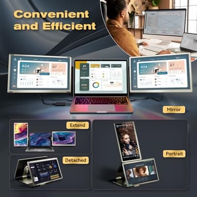 Teamgee 15.6" Laptop Screen Extender | Portable Monitor for 13-17” Mac/Windows Laptops | 120% sRGB FHD, Metal Stand, 235° Rotation, Ideal for Hybrid Work - Image 4