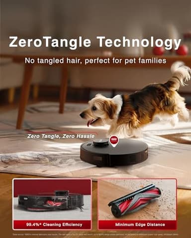 Yeedi M12 PRO+ Robot Vacuum and Mop, 11000Pa Strong Suction, ZeroTangle Technology, TruEdge Deep Mopping, Auto Mop Washing/Drying, Auto-Lift Mopping, Mini Omni Station, Black - Image 5