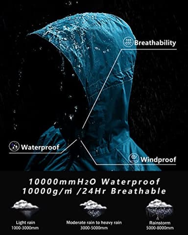 Outdoor Ventures Packable Rain Jacket Women Lightweight Waterproof Raincoat with Hood Cycling Bike Jacket Windbreaker - Image 3