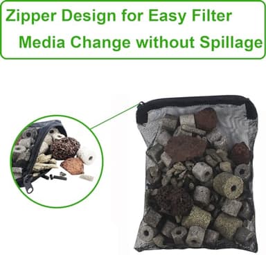 Cover Geny 10 Pcs 10" x 7" Aquarium Filter Media Bags, Fish Tank Media Mesh Filter Bags with Zipper, Black Mesh Reusable Bags for Activated Carbon, Ceramic Rings, etc. - Image 4