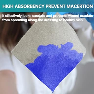 Dimora Upgrade Silver Calcium Alginate Wound Dressing -Antibacterial Non Stick Gauze, Highly Absorbent Sterile Bandage Pads,4'' x 4'' Patches 5 Packs - Image 3