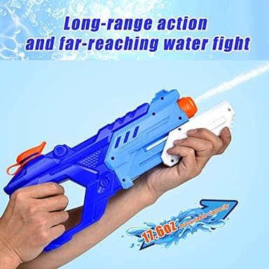 Quanquer 3 Pack Water Guns for Kids Adults - 600CC Squirt Water Toy Gun Super Blaster Soaker Long Range High Capacity Swimming Pool Beach Outdoor Fighting Toy for Boys Girls (Blue) - Image 3