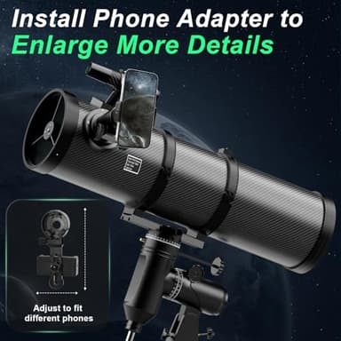 Aurosports Telescope 150EQ Reflector Telescopes for Adults Astronomy - Professional 150mm Aperture Telescope for Beginners with EQ Mount, Phone Adapter, Moon Filter, 2X Barlow Lens, Stable Tripod - Image 9