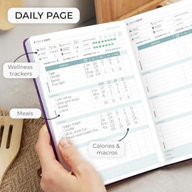 Clever Fox Food Journal - Daily Food Diary, Meal Planner to Track Calories & Nutrients, Weight Tracker Notebook, A5 (Purple) - Image 4