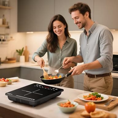 VoltCuisine Portable Induction Cooktop 1200W, Single Burner Hot Plate, 8 Power Levels, Timer & Child Safety Lock, Countertop Burner for Dorm, RV, Apartment, Small Kitchen - Image 7