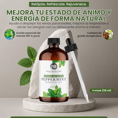 NaturoBliss Peppermint Essential Oil, 100% Pure and Natural Therapeutic Grade, Premium Quality Peppermint Oil, 4 fl. Oz - Perfect for Aromatherapy and Relaxation - Image 5