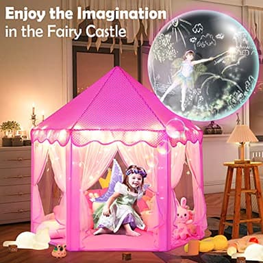 wilwolfer Princess Castle Play Tent for Girls Large Kids Play Tents Hexagon Playhouse with Star Lights Toys for Children Indoor Games (Pink) - Image 7