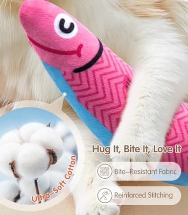 PetBusy Interactive Cat Toys with [5000mg A+ Organic Catnip] [Baby Grade] Soft Chew Kicker Cat Toys for Indoor Cats & Kittens,Crinkle &Rattle Fish Sound Toy,Drives Bored Cats Crazy with Fun,2 Pack - Image 5