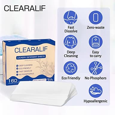 CLEARALIF Laundry Detergent Sheets Up to 160 Loads, Fresh Linen - Great For Travel,Apartments, Dorms,Laundry Detergent Strips Eco Friendly & Hypoallergenic - Image 5