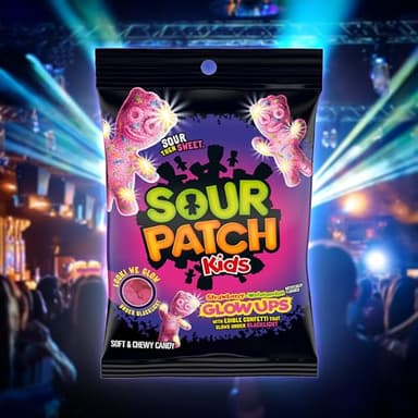 SOUR PATCH KIDS Glow Ups Strawberry-Watermelon Soft & Chewy Candy, Bulk Candy, 12-6.7 oz Bags - Image 7