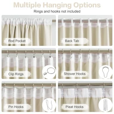Cream Beige Curtains 108 Inch Length - Back Tab/Rod Pocket Blackout Window Drapes for Bedroom Thermal Insulated Room Darkening Curtains for Living Room (52 x 108 Inches Long, 2 Panels) - Image 3