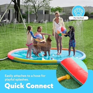 SLOOSH Non-Slip Splash Pad Sprinkler - Outdoor Water Play Toys Backyard Fountain Mat for Toddlers Kids Dogs, Thickened Sprinkler Outside Pool Party Durable for Girls Boys Pets (120in, Multicolor) - Image 2