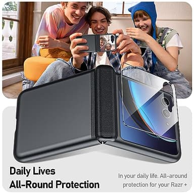 BSNRM for Motorola Razr Plus 2023 case, Built-in Screen Protector & Hinge Protection & Ultra Thin Matte PC Shockproof Phone Cover Smartphone Case for Moto Razr Plus 2023 (Black) - Image 7