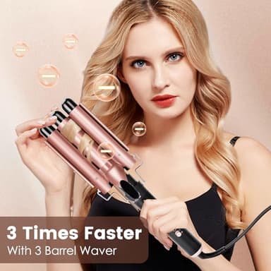 Bo'laiya 5 in 1 Curling Wand Set with Temperature Display, Curling Iron Set with 5 Interchangeable Ceramic Curling Wands, Instant Heat Up, Suitable for All Hair Types (Rose Gold) - Image 3