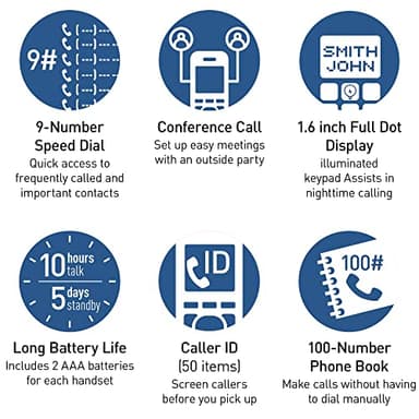 Panasonic Cordless Phone with Advanced Call Block, Bilingual Caller ID and Easy to Read Large High-Contrast Display, Expandable System with 3 Handsets - KX-TGD813B (Black) - Image 6