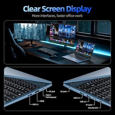 SGIN Laptop 15.6 Inch Laptops Computer, Celeron N4000 Processor, 4GB RAM 128GB SSD, BT5.0, HDMI, Webcam, 7000mah Battery, 180° Viewing, 2.4/5G WiFi, USB 3.2, Type-C(Gray) - Image 7