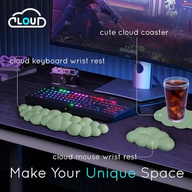 Cloud Wrist Rest for Keyboard & Mouse - Non-Slip Base, Extended Memory Foam, Ergonomic Design for Office & Gaming - Image 2