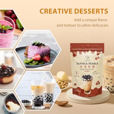 Soeos Boba Pearls, Black Tapioca Pearls 8.8 oz (0.55 lb), Black Sugar Flavor Boba Pearls for Bubble Tea, Smoothies & Desserts – Sweet, Chewy, and Ready to Cook - Image 8