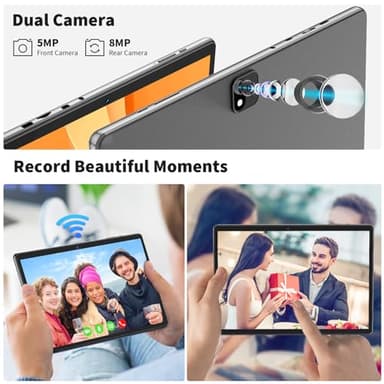 QDDQ Android Tablet with Keyboard, Android 14 Tablet, 12(6+6) GB+128GB, 1TB Expand, 2 in 1, Mouse, Stylus, 8000mAh Battery, 2.4G/5G WiFi, GPS, Certified, Black Case - Image 6