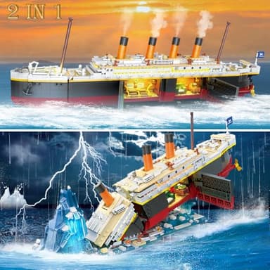 INSOON Titanic Building Set with Light, 2 in 1 Titanic Ship 3.6mm Mini Building Block 1883 PCS, Ship Model with Glacier Display Stand, Building Brick Toy Gift for Adults Teens Boys Girls 10 11 12+ - Image 8
