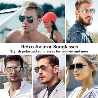 Polarized Aviator Sunglasses for Men Women Retro Style 100% UV Protection Sun glasses Lightweight Metal Frame Trendy Shades - Image 7