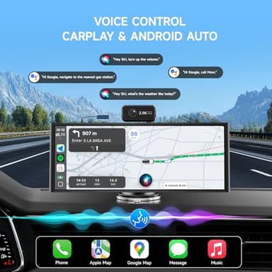CarPlay Screen for Car Tablet Android Auto Smart Screen for Car, Portable Car Play with 3 Channel 3K Dash Cam,10.26” Wireless Display with FM Radio Stereo Bluetooth 5.2, 32GB TF Card Black - Image 5