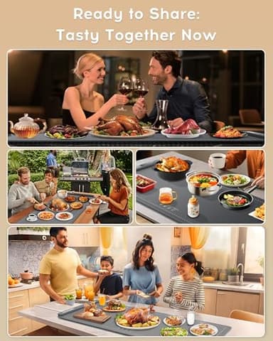 Warming Mat For Food Extra Large 36"x16" 580W Food Warmer Chafing Dishes for Buffet,Food Warming Mat,Food Warmers for Parties Buffet,Portable Heating Pad 6 Level Temp 6 Hour Timer - Image 6