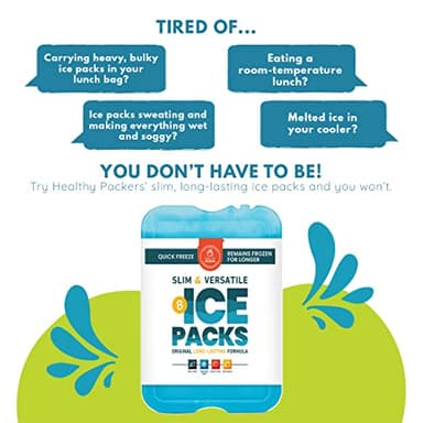Healthy Packers Cool Pack, Slim Ice Pack for Lunch Box - Quick Freeze and Long-Lasting - Freezer Cold Packs for Cooler Bag and Lunch Boxes - Original Long-Lasting Formula - (8 Pack) - Image 3