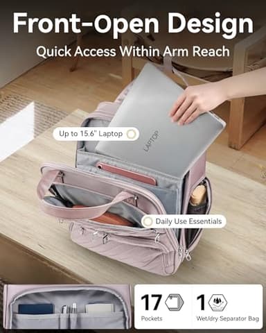 LUGGEX Underseat Carry On Luggage with Wheels, Stylish Lightweight Under Seat Luggage, Soft Sided Personal Item Suitcase for Short Trip (Grey Pink, 16 Inch) - Image 5