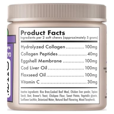 Collagen Dog Chews for Joint & Skin Health 120 Soft Chews All Breeds Mobility, Cartilage Repair & Pain Relief Hip & Joint Skin Coat Anti-inflammatory Support Eggshell Membrane Senior & Adult Dogs - Image 6