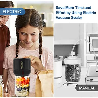 Electric Mason Cordless Vacuum Sealer Kit for Wide-Mouth & Regular-Mouth Mason Jars, for Food Storage and Fermentation, Black - Image 3