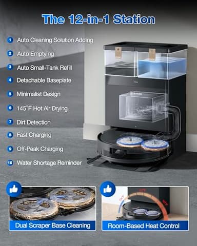 ECOVACS DEEBOT T50 MAX PRO Omni Robot Vacuum and Mop, 18,500Pa Blast Suction, 18mm Auto-Lift, ZeroTangle &TruEdge 2.0, AIVI 3.0 Obstacle Avoidance, Auto Hot Water Mop Wash/Dry/Refill, Self-Emptying - Image 5