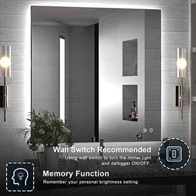 TETOTE 36 x 36 Inch LED Backlit Mirror with Light Bathroom,Anti-Fog,Dimmable,CRI90+,IP 54Water Proof,Vanity Mirror with Light,Wall Mounted,Horizontal/Vertical - Image 5