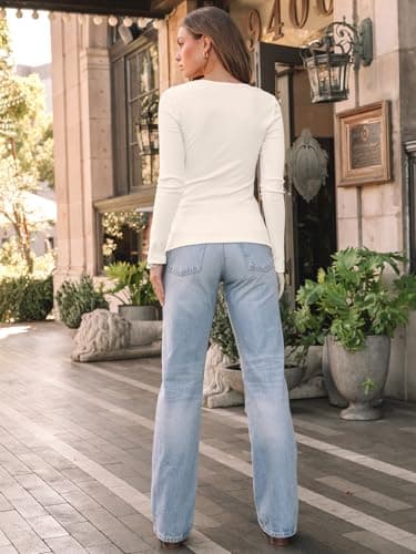 AUTOMET Womens Long Sleeve Shirts Tops Blouses Fall Fashion Ribbed Knit Casual Tshirts Trendy Cute Workout Clothes Beige XS - Image 4