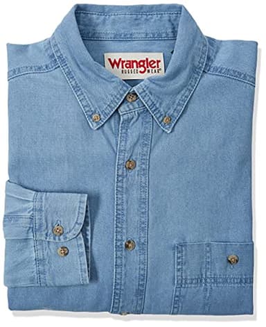Wrangler Men’s Rugged Wear Basic One Pocket Denim Shirt - Image 1
