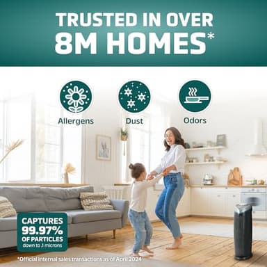 GermGuardian 4-In-1 HEPA Air Purifier for Home, Large Rooms Up To 743 Sq. Ft. with HEPA Air Filter, UV-C Light & Odor Reduction, AC4825E, 22" Tower, Gray - Image 2