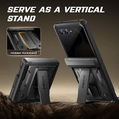 TONGATE for Motorola Razr 2025/Razr 2024 Case with Privacy Screen Protector, [Stand & Belt-Clip] [Hinge Protection Cover] [Anti-Slip], Full-Body Military Grade Protective Phone Case, Black - Image 6