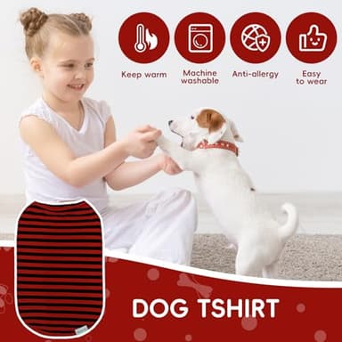 ZhuPolly Dog Shirts for Small Dogs Boy Girl 2 Pack Stretchy Lightweight Spring Calm Puppy Clothes Breathable Tshirts for Medium Dogs Orange and Red Size L for Father Day - Image 4