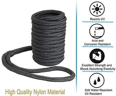 Young Marine Made 1/2 Inch x 25FT Double Braided Nylon Dock Line for Boats with 12 Inch Eyelet, 2 Pack, Black - Image 4
