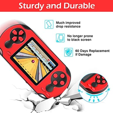 TaddToy 16 Bit Handheld Game for Kids Adults, 3.0'' Large Screen Preloaded 230 HD Classic Retro Video Games with USB Rechargeable Battery & 3 Game Cartridges for Birthday Gift for Kids 4-12 (Red) - Image 5