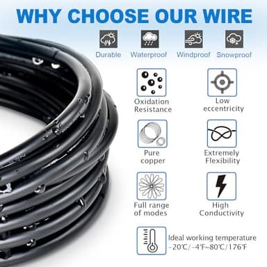 20 Gauge 3 Conductor Electrical Wire 50feet 20/3 Extension Cable UL2464 DC5V/12V/24V/300V 20AWG Stranded Pure Copper Low Voltage Wire for Automotive Lamps Strip Waterproof Outdoor Landscape Wire - Image 2