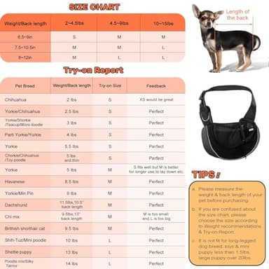YUDODO Pet Sling Carrier for Small Dogs & Cats – Hands-Free Puppy Carrier with Safety Hook, Large Zipper Pocket, Soft Breathable Mesh, Adjustable Strap & Reflective Strip (Black 3.0 M) - Image 3